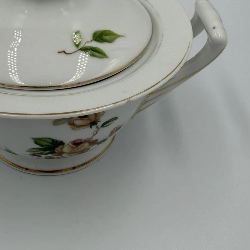 Vintage Lynmore Golden Rose Fine China Japan Lidded Sugar Bowl Porcelain